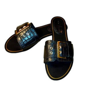 𝅺Via Libera Leather Slide Sandal Size 7 1/5 NWT